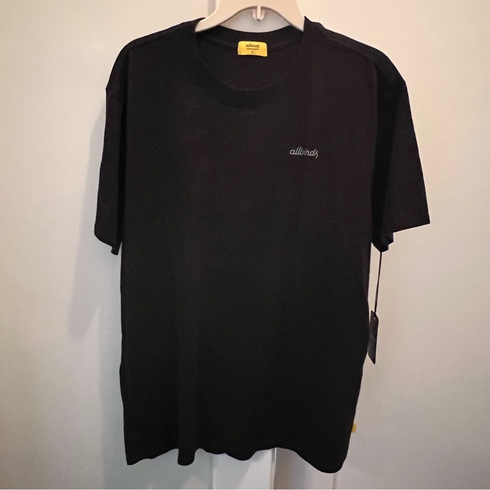 Allbirds Allgood Cotton Logo Tee Natural Black Tree Glider NWT
